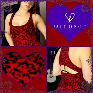 2/$10 Windsor Red Cheetah Open Back Tank Top